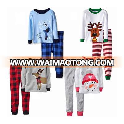 OEM Items Supply Type cotton print and embriodery christmas pajamas for kids,children christmas pajamas unisex